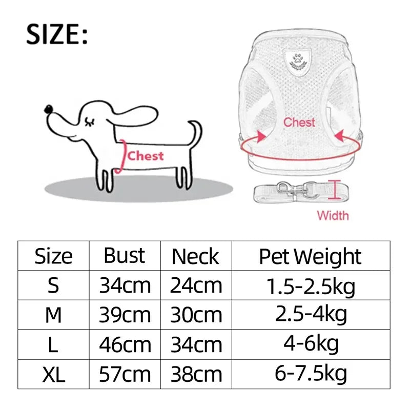 Adjustable Mesh Cat Harness Vest with Leash - Perfect for Small and Medium Pets!